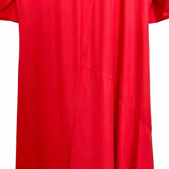 COS Asymmetric Draped Midi Dress Flared Sleeves Tomato Red - joarbit.com COS Asymmetric Draped Midi Dress Flared Sleeves Tomato Red - joarbit.com